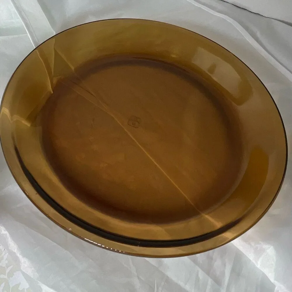 Vintage Anchor Hoking Amber 10” pie plate pan